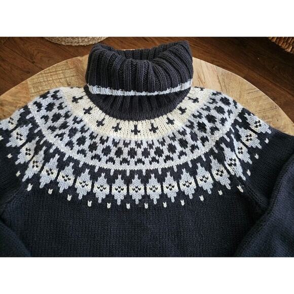 St. Johns Bay Fairisle Turtleneck Sweater Womens Size M Chuncky Knit Nordic - Picture 4 of 11